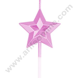 Cake Decor Star Theme Candle for Party Decoration for Cake and Cupcake - Pink - Set of 1 Pc
