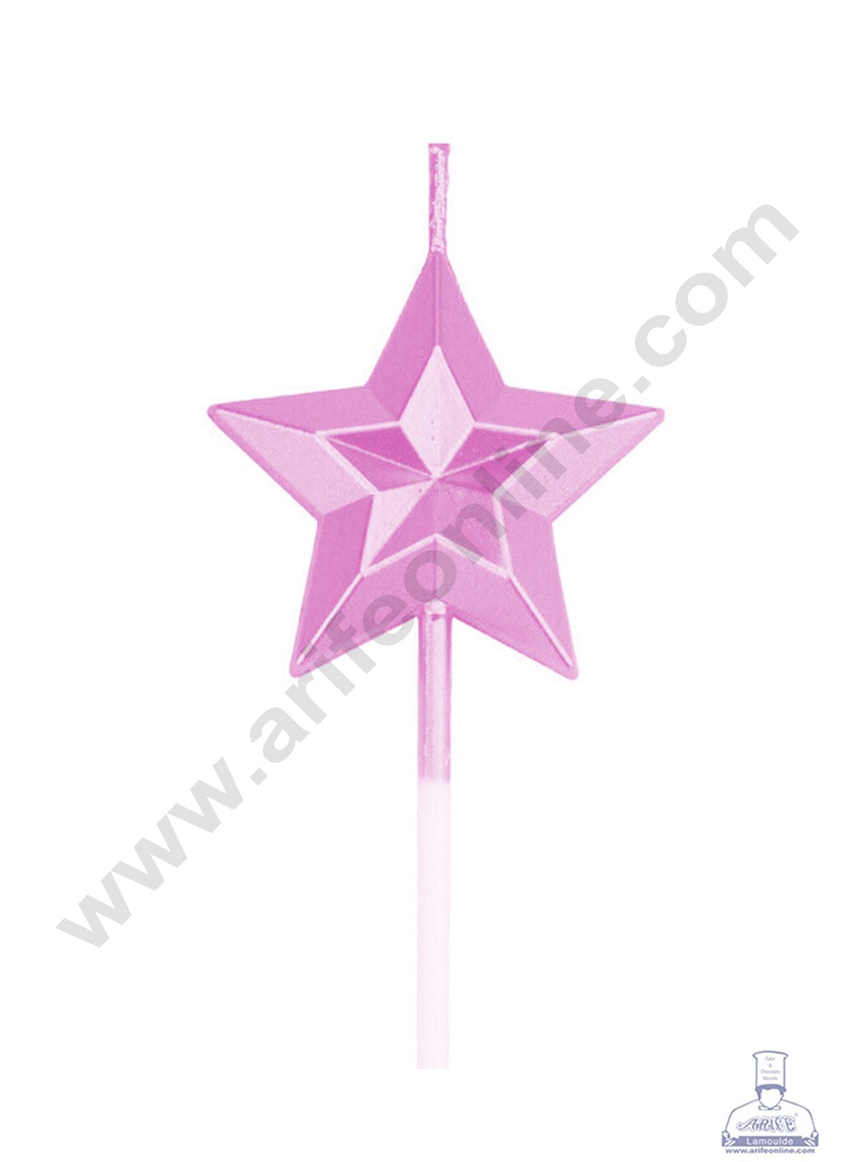 Cake Decor Star Theme Candle for Party Decoration for Cake and Cupcake - Pink - Set of 1 Pc