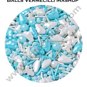 CAKE DECOR™ Sugar Candy - Blue White Clouds Balls And Vemecilli Sprinkles and Candy- 100 gm