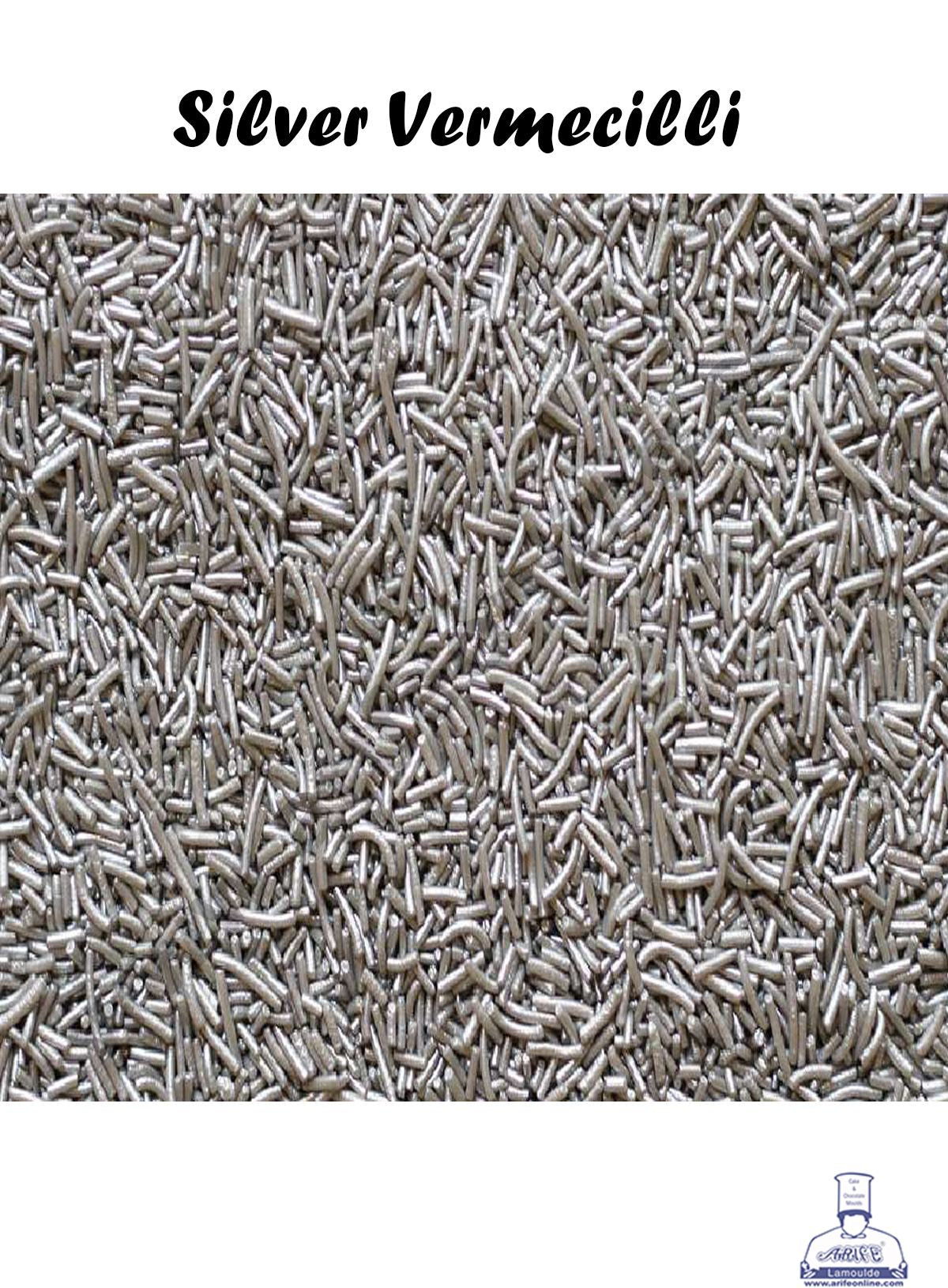 CAKE DECOR™ Sugar Candy - Vermicelli Silver Color Sprinkles and Candy - 100 gm