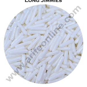Cake Decorβ’Sugar Candy - White Pearl Long Rod Jimmies - 100 gm