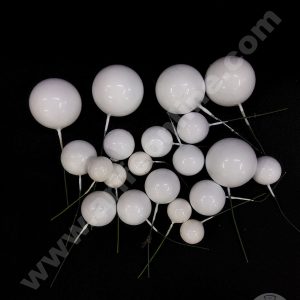 Cake Decor White Balls Topper For Cake and Cupcake Decoration - (20pcs Pack)