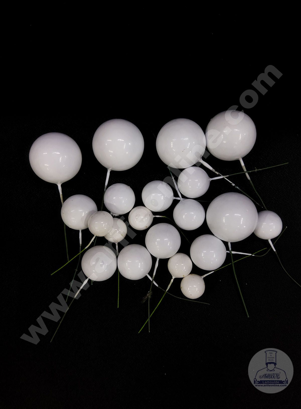 Cake Decor White Balls Topper For Cake and Cupcake Decoration - (20pcs Pack)