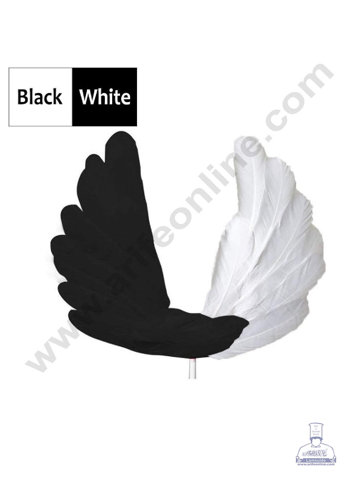 Cake Decor Wing Feather Topper For Cake Decorations - Black and White ( 1 pc Pack )
