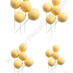 Cake Decor Yellow Faux Balls Topper For Cake and Cupcake Decoration - (20pcs Pack)
