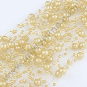 Cake Decor™ Yellowish Orange Artificial Pearls String Beads Chain Garland Flowers Wedding Christmas Party Decoration 3mm 8mm Beads (SBBD-14)