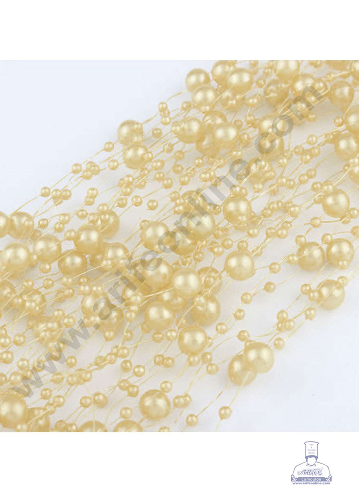 Cake Decorβ’ Yellowish Orange Artificial Pearls String Beads Chain Garland Flowers Wedding Christmas Party Decoration 3mm 8mm Beads (SBBD-14)
