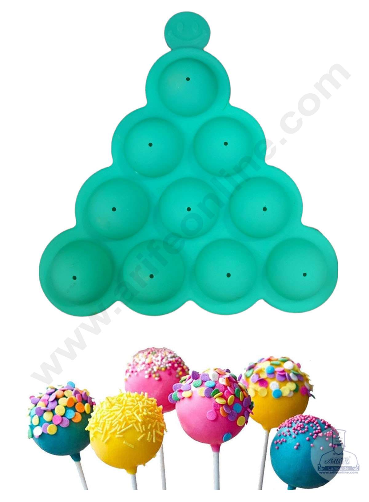 Cake Decorβ’ 10 Cavity Round Chocolate Candy Cake Pop Mold Lollipop Mold SBCM-719