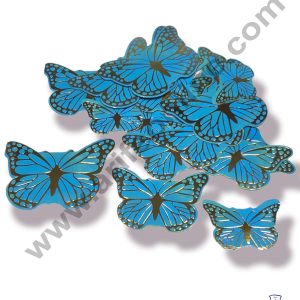 Cake Decor™ 21 pcs Golden Blue Butterfly Paper Topper For Cake And Cupcake SBMT-PT-083