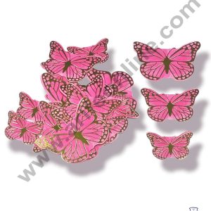 Cake Decor™ 21 pcs Golden Pink Butterfly Paper Topper For Cake And Cupcake SBMT-PT-082