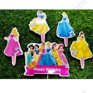 CAKE DECOR™ 5 pcs Happy Birthday Barbie Theme Paper Topper For Cake And Cupcake (SBMT-PT-059)