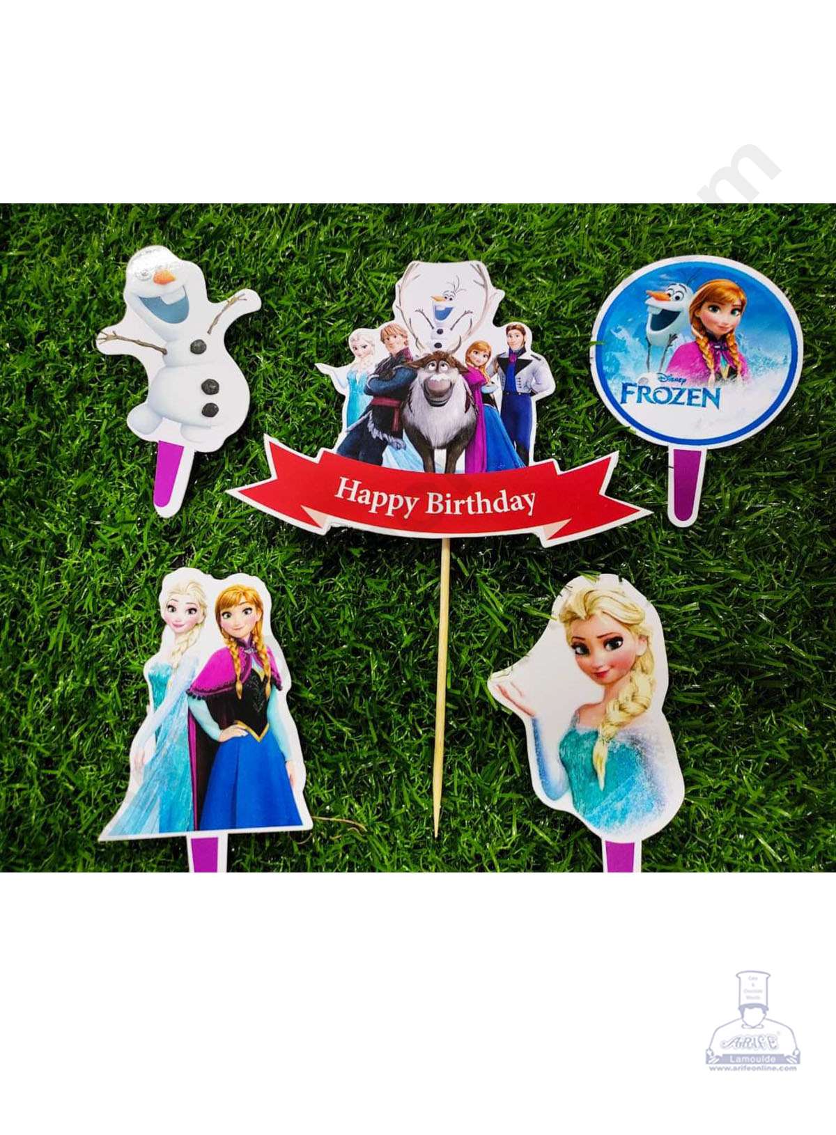 Cake Decor™ 5 pcs Happy Birthday Frozen Theme Paper Topper For Cake And Cupcake SBMT-PT-069