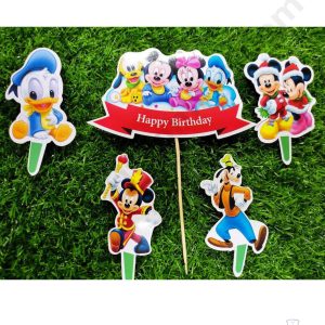 Cake Decor™ 5 pcs Happy Birthday Mickey Mouse Theme Paper Topper For Cake And Cupcake SBMT-PT-072