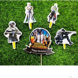 Cake Decor™ 5 pcs Happy Birthday PUBG Theme Paper Topper For Cake And Cupcake SBMT-PT-076
