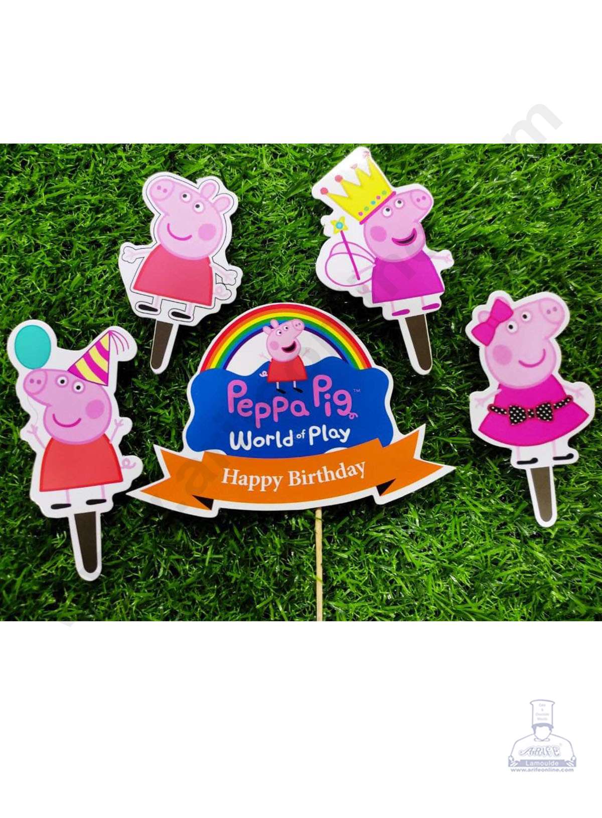 Cake Decor™ 5 pcs Happy Birthday Peppa Pig Theme Paper Topper For Cake And Cupcake SBMT-PT-075