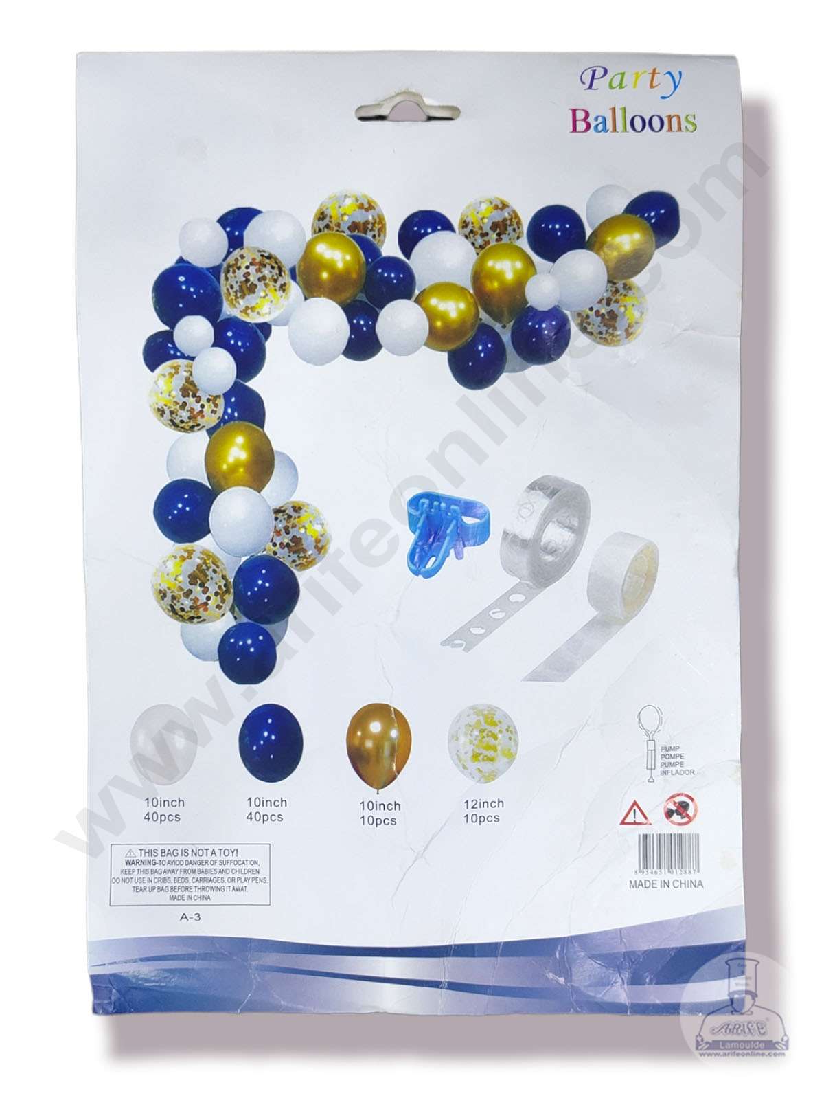 Cake Decorβ’ Blue White Theme Balloons Package Set For Party Balloon Decoration (Pack of 100 pc )