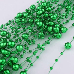 Cake Decor™ Green Artificial Pearls String Beads Chain Garland Flowers Wedding Christmas Party Decoration 3mm 8mm Beads (SBBD-16)
