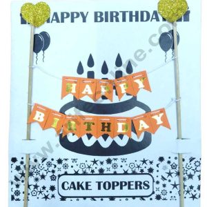 CAKE DECORβ’ Happy Birthday Hanging Paper Topper - Orange (SBMT-TP-039)