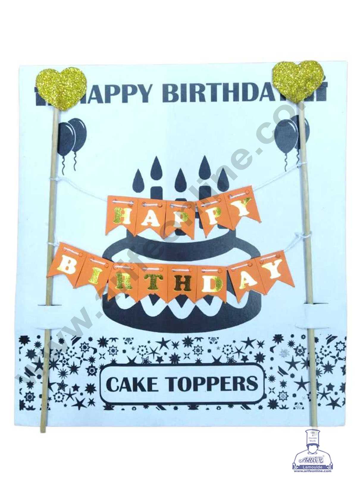 CAKE DECORβ’ Happy Birthday Hanging Paper Topper - Orange (SBMT-TP-039)