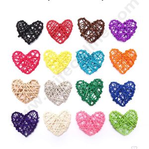 Cake Decor™ Heart Shape Natural Wooden Kane Rattan For Decoration – Multi Color( 10 pc pack )