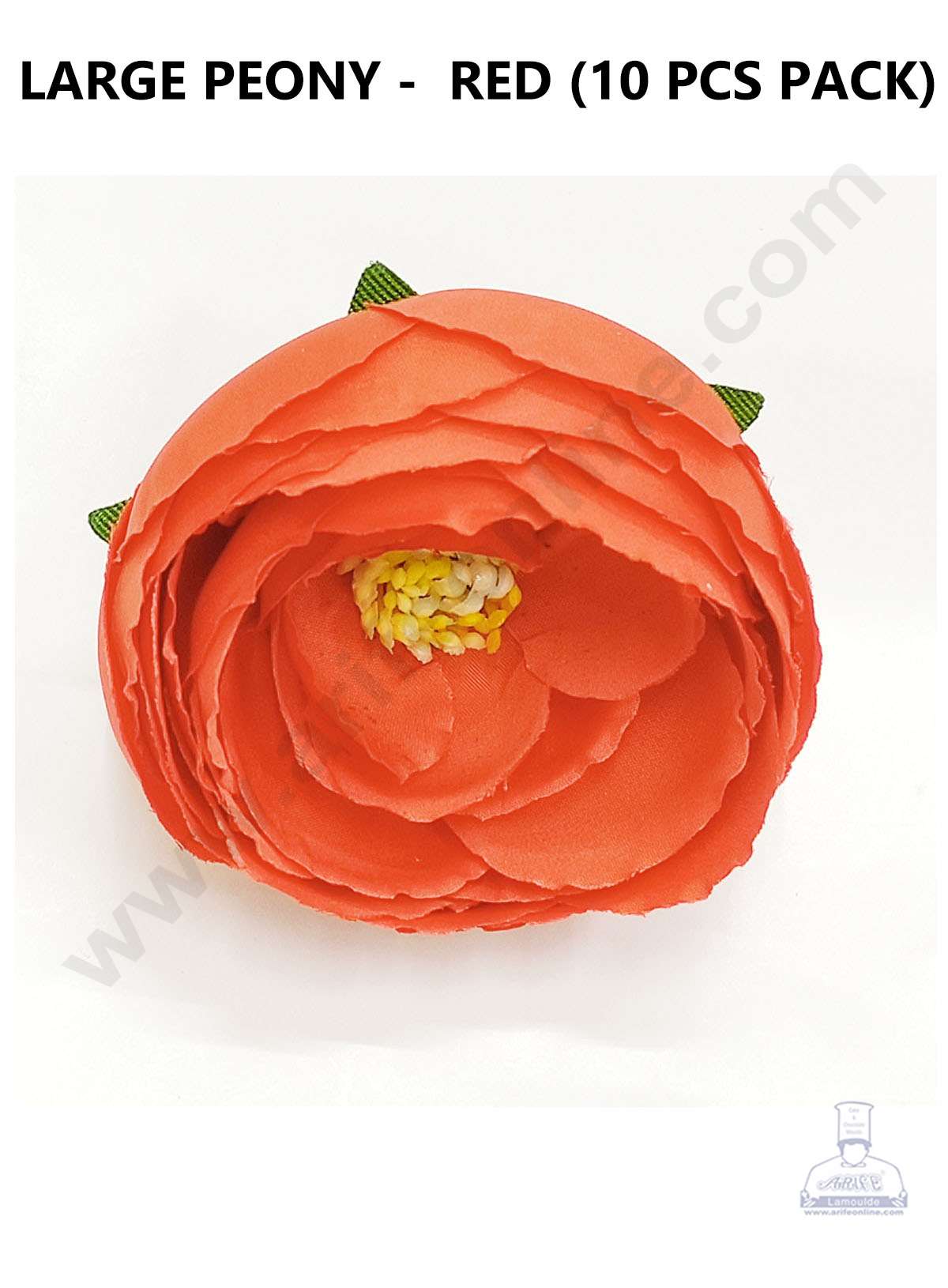 Cake Decor™ Large Peony Artificial Flower For Cake Decoration – Red( 10 pc pack )
