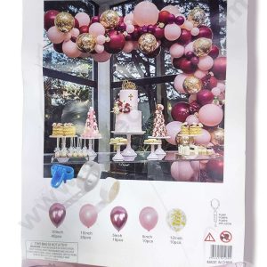 Cake Decor™ Maroon Pink Theme Metallic Balloons Package Set For Party Balloon Decoration (Pack of 100 pc )