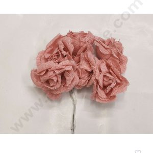 Cake Decor™ Medium Jute Rose Artificial Flower Bunch For Cake Decoration – Light Pink( 1 Bunch )