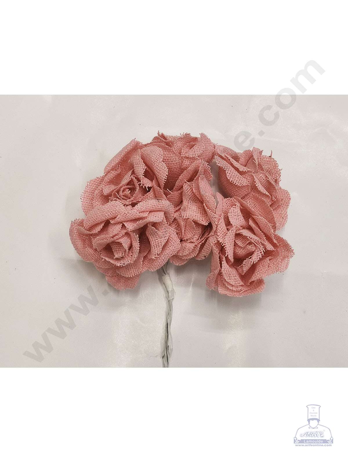 Cake Decor™ Medium Jute Rose Artificial Flower Bunch For Cake Decoration – Light Pink( 1 Bunch )