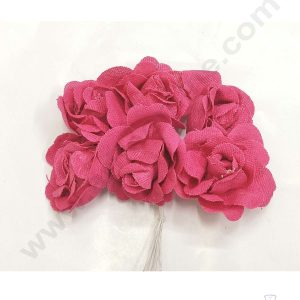 Cake Decor™ Medium Jute Rose Artificial Flower Bunch For Cake Decoration – Pink( 1 Bunch )