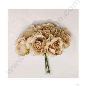 Cake Decor™ Medium Rose Artificial Flower Bunch For Cake Decoration – Cream( 1 Bunch )