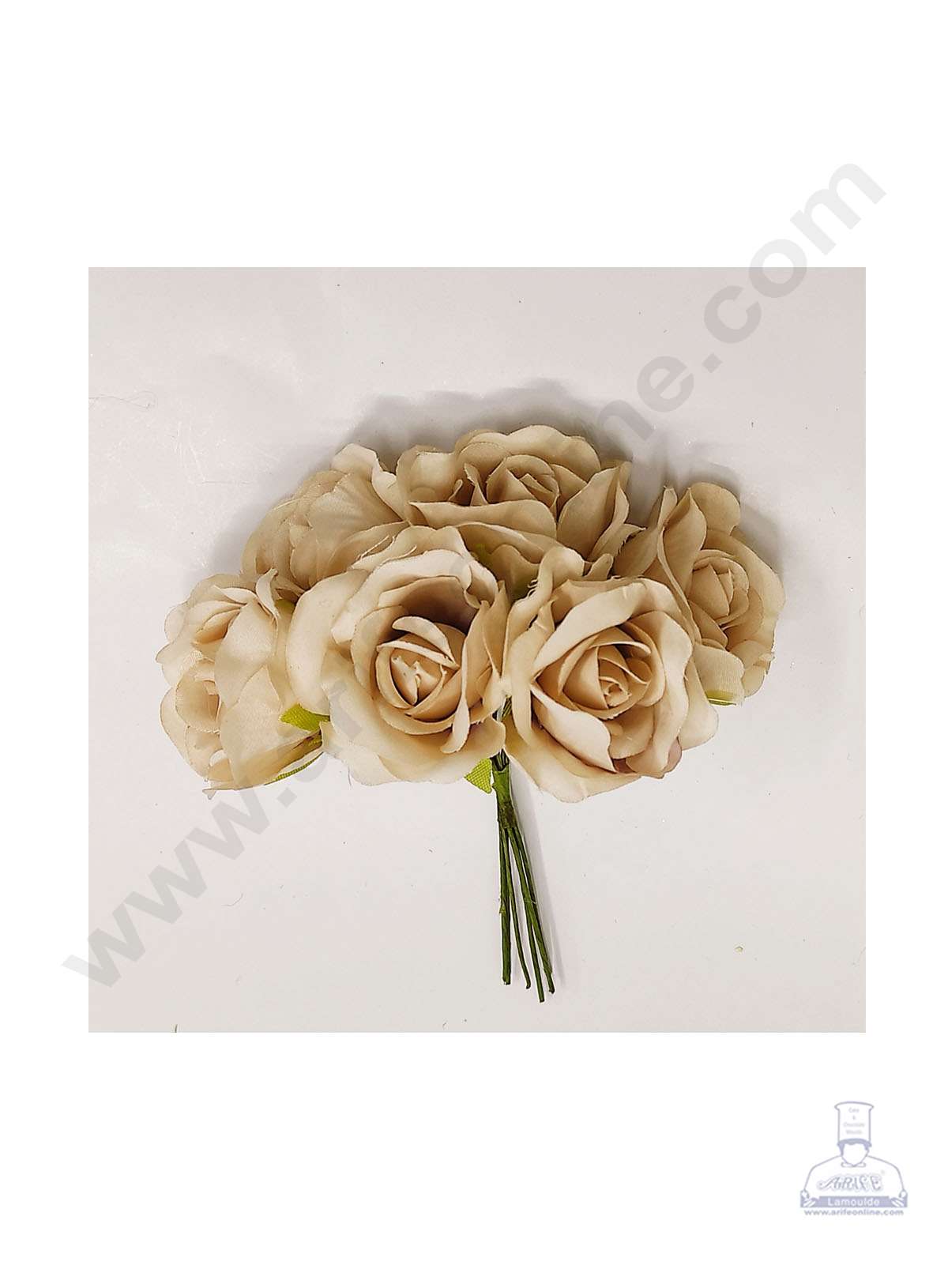 Cake Decor™ Medium Rose Artificial Flower Bunch For Cake Decoration – Cream( 1 Bunch )