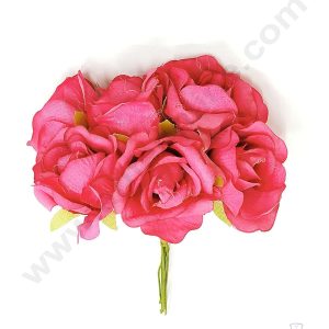 Cake Decor™ Medium Rose Artificial Flower Bunch For Cake Decoration – Pink( 1 Bunch )