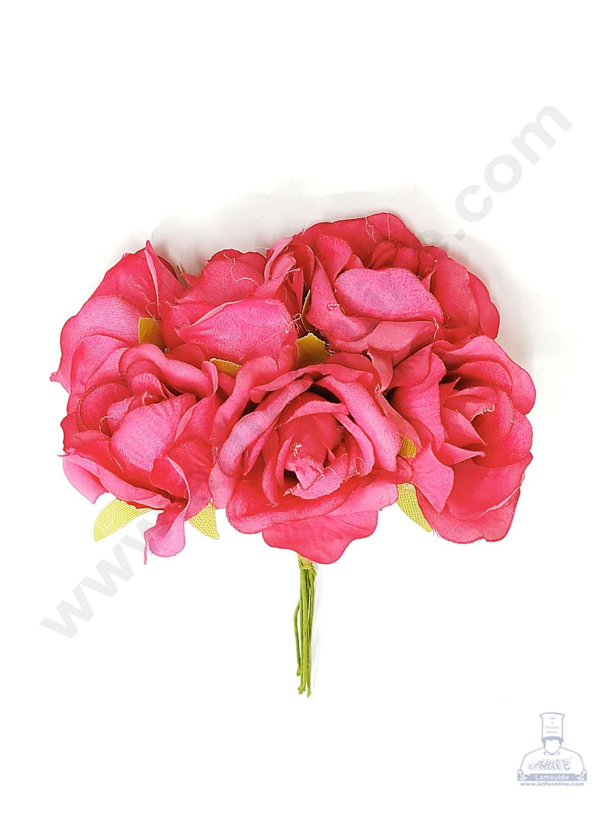 Cake Decor™ Medium Rose Artificial Flower Bunch For Cake Decoration – Pink( 1 Bunch )