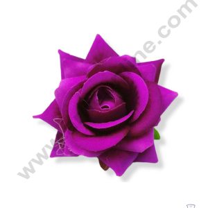 CAKE DECOR™ Medium Velvet Rose Artificial Flower For Cake Decoration – Purple ( 10 pcs Pack )