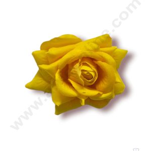 Cake Decor™ Medium Velvet Rose Artificial Flower For Cake Decoration – Yellow( 10 pcs Pack )