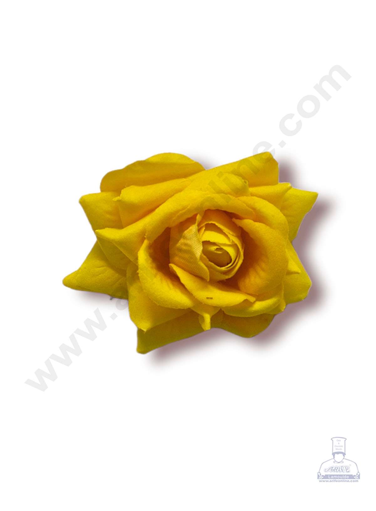 Cake Decor™ Medium Velvet Rose Artificial Flower For Cake Decoration – Yellow( 10 pcs Pack )