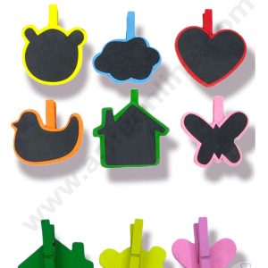 Cake Decor™ Mini Black Board Multi Shapes with Clip - Multicolor ( 6 pc pack ) SBAD-001-BBMS