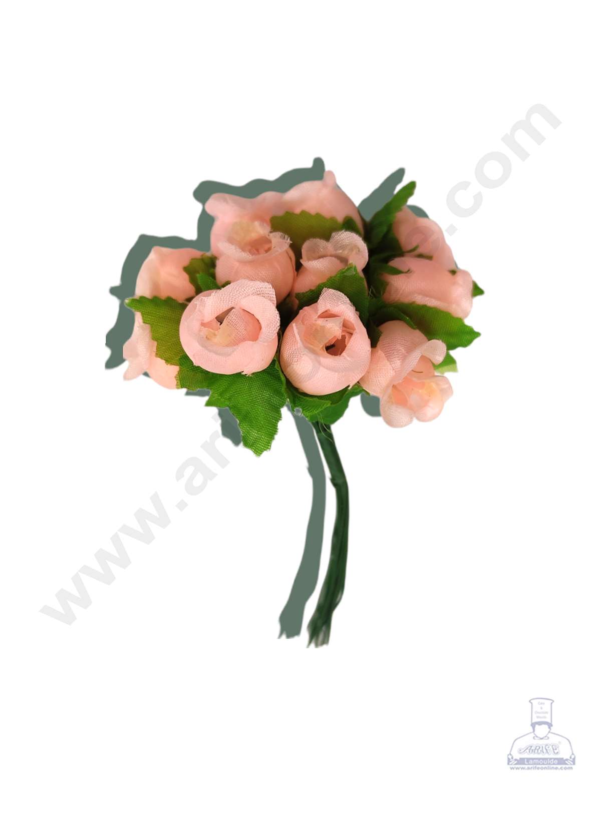 Cake Decor™ Mini Rose Artificial Flower Bunch For Cake Decoration – Peach( 1 Bunch )