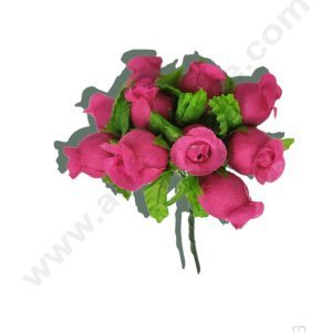 Cake Decorβ’ Mini Rose Artificial Flower Bunch For Cake Decoration β Pink( 1 Bunch )