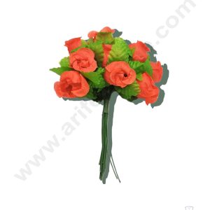 Cake Decorβ’ Mini Rose Artificial Flower Bunch For Cake Decoration β Red( 1 Bunch )