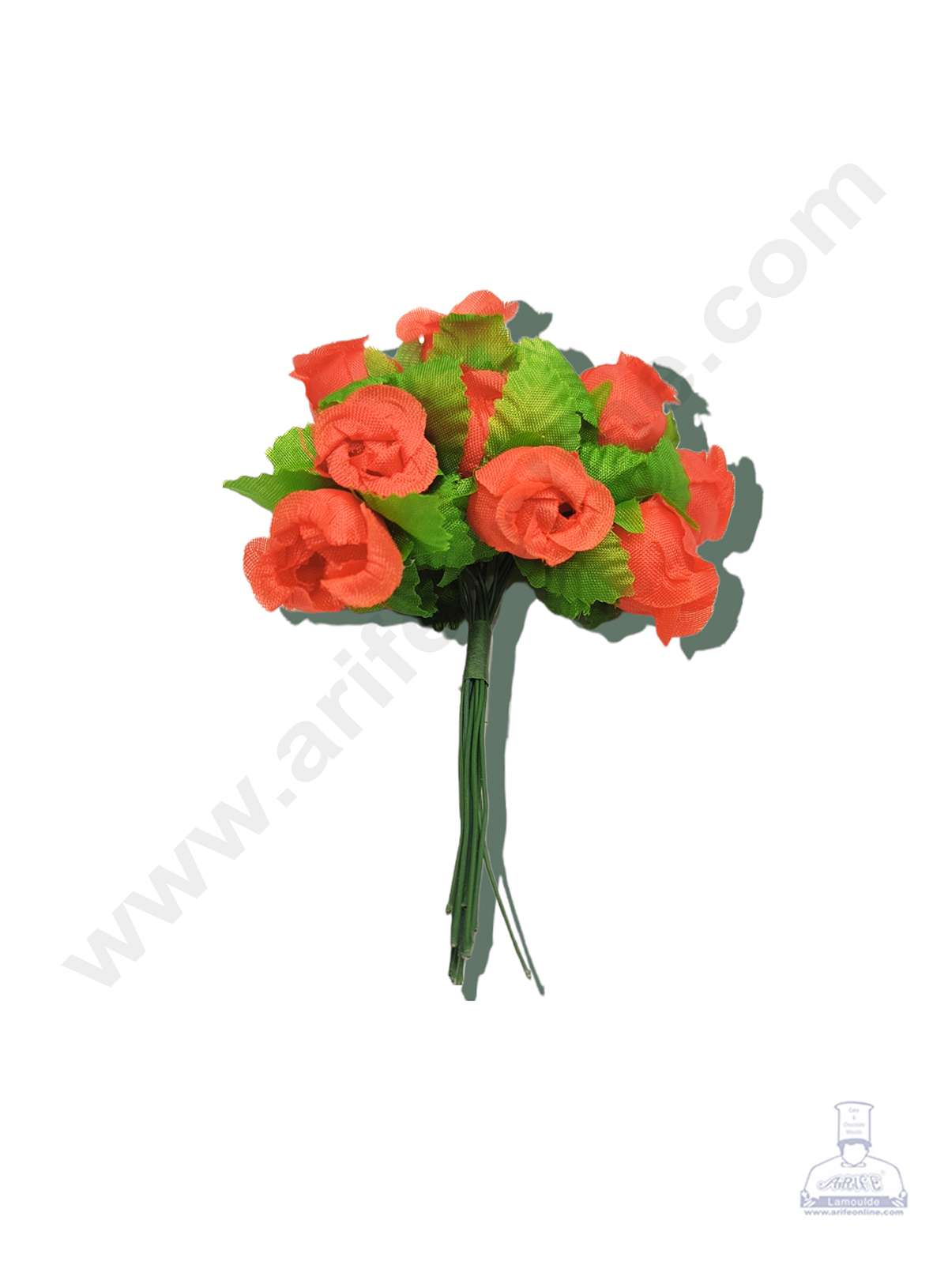 Cake Decor™ Mini Rose Artificial Flower Bunch For Cake Decoration – Red( 1 Bunch )