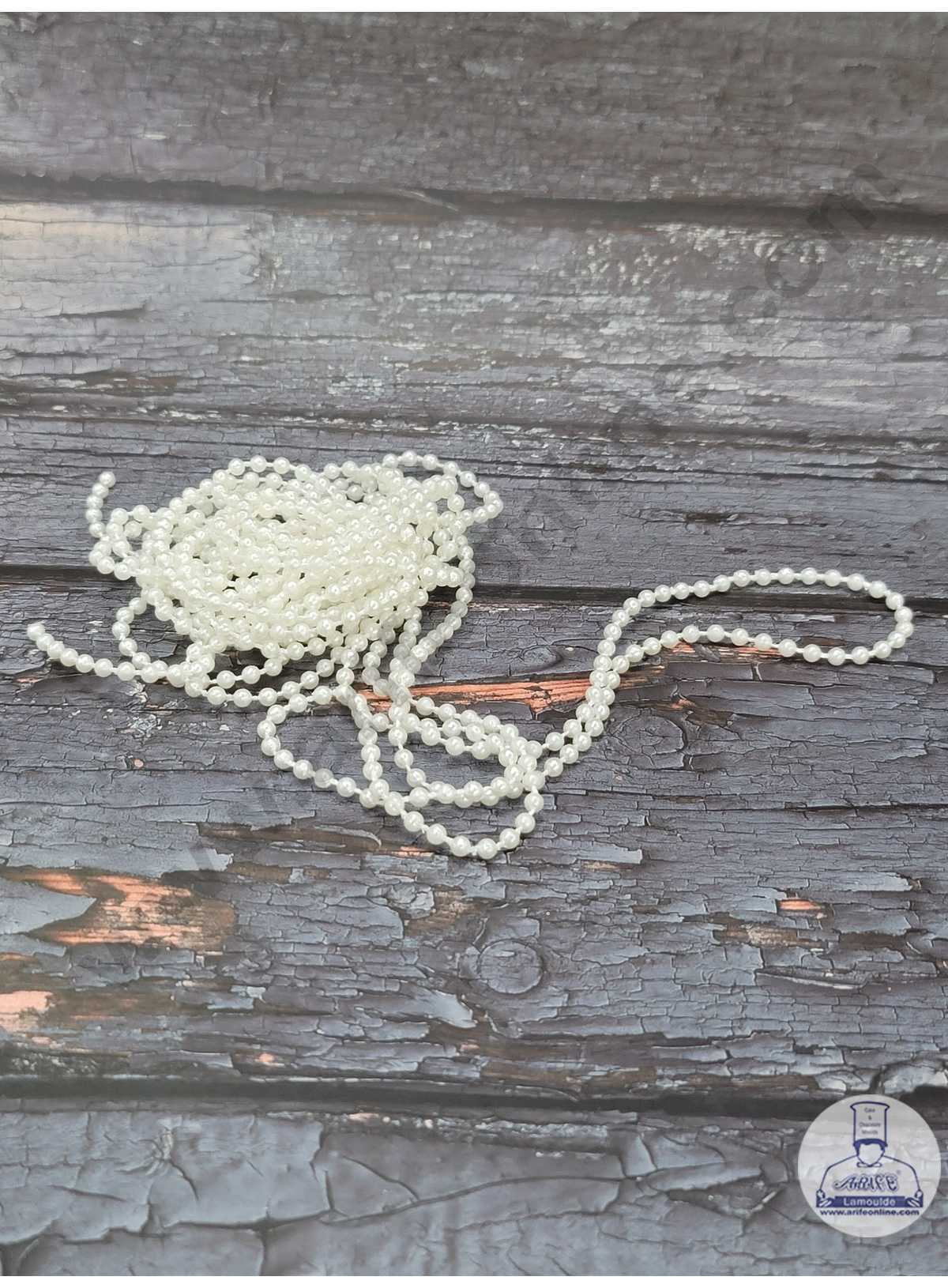 CAKE DECOR™ Pearl Bead String For Cake Decoration – White ( 4 Meter )