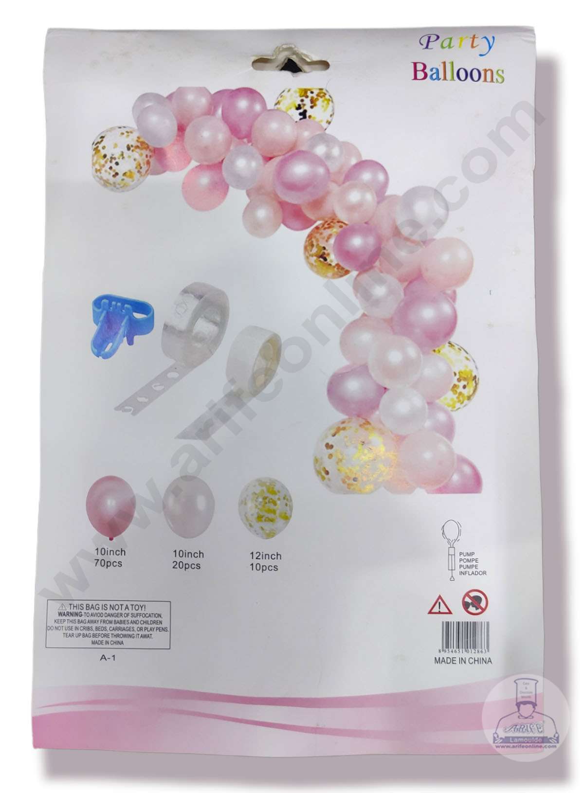 Cake Decorβ’ Pink White Theme Balloons Package Set For Party Balloon Decoration (Pack of 100 pc )