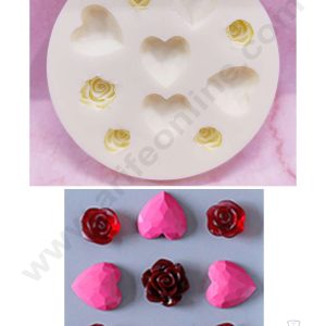 Cake Decor™ Silicon 10 Cavity Pinata Heart and Rose Shape Cake Fondant Mould SBSP-DYF6146