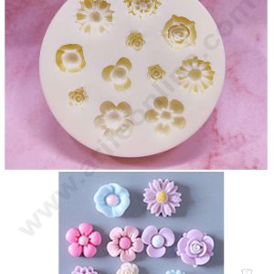 Cake Decor™ Silicon 11 Cavity Rose Sunflower Peach Blossom Flowers Shape Cake Fondant Mould SBSP-DYF6149
