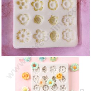 Cake Decor™ Silicon 12 Cavity Rose Sunflower Blossom Peach Flowers Shape Cake Fondant Mould SBSP-DYF6011