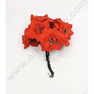 Cake Decor™ Small Flower Artificial Flower Bunch For Cake Decoration – Red( 1 Bunch )