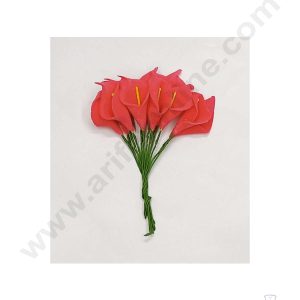 Cake Decor™ Small Lilly Foam Bunch Artificial Flower For Cake Decoration – Red( 1 Bunch )