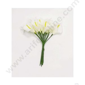 Cake Decor™ Small Lilly Foam Bunch Artificial Flower For Cake Decoration – White ( 1 Bunch )