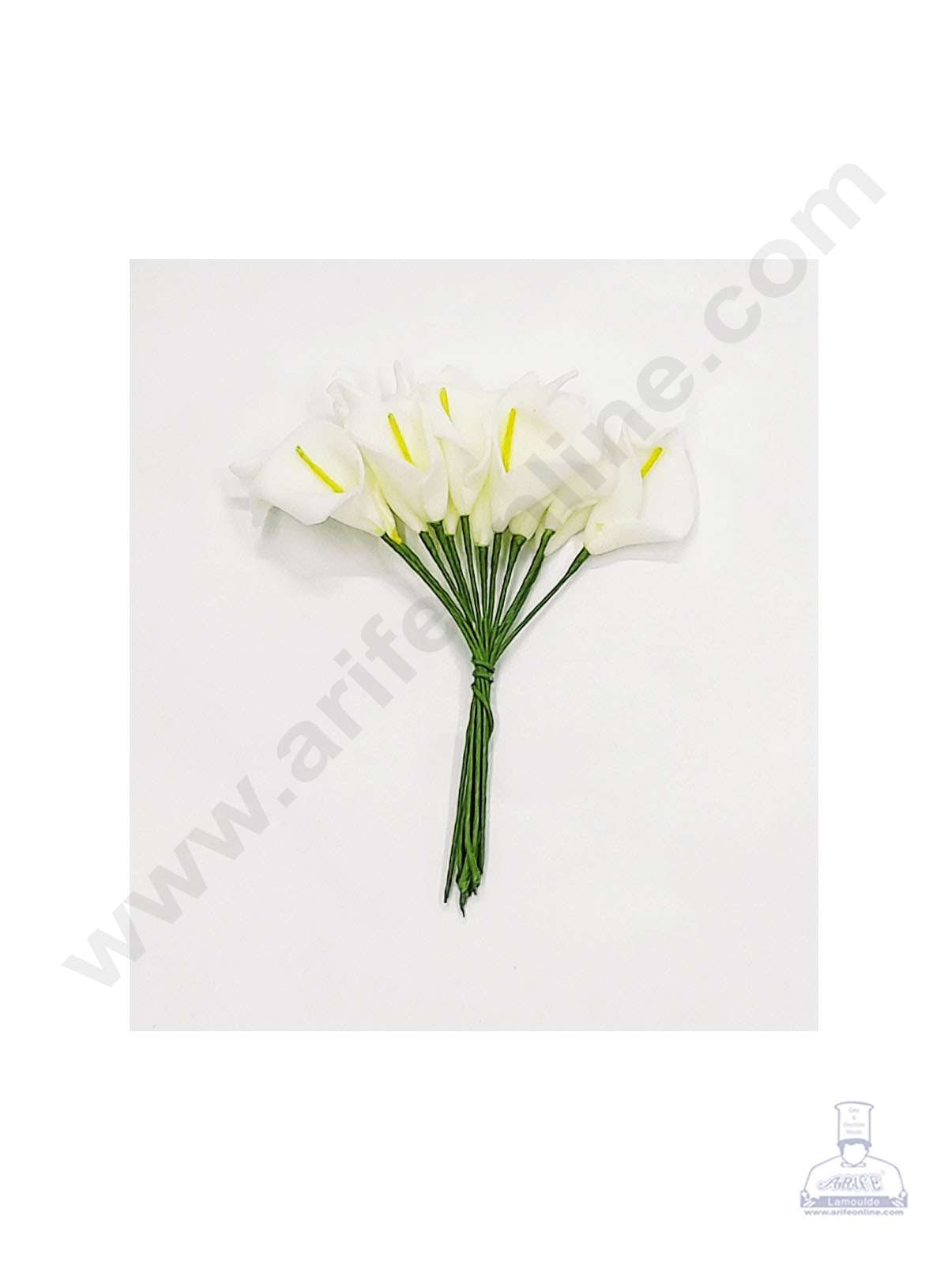 Cake Decorβ’ Small Lilly Foam Bunch Artificial Flower For Cake Decoration β White ( 1 Bunch )